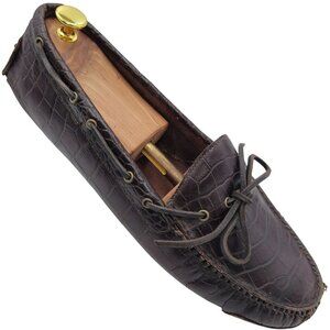 Cole Haan Men's 12D Brown Crocodile Embossed Leather Dress Shoes Driving Loafers